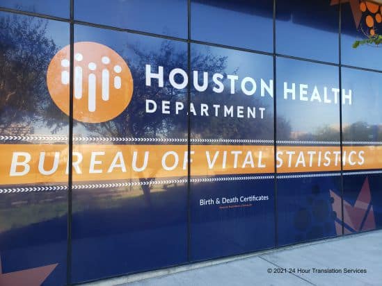 Houston Health Department Bureau of Vital Statistics where people can get copies of birth certificates and death certificates after showing proper identification.