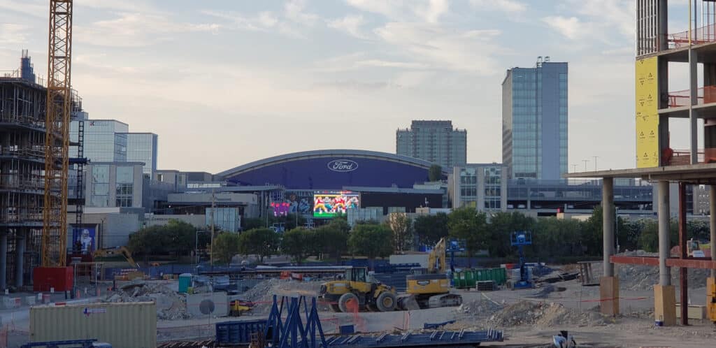 The Star in Frisco, also called For Center is the where the Dallas Cowboys practice. The area surrounding The Star continues to be developed.  The photo shows a current construction project.