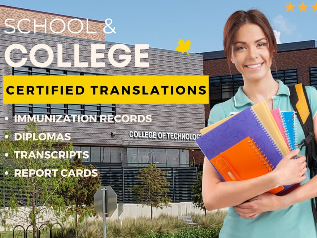 Transcript and Diploma certified translations for university and school enrollment. A female student outside of the University of Houston in Sugar Land holding books.