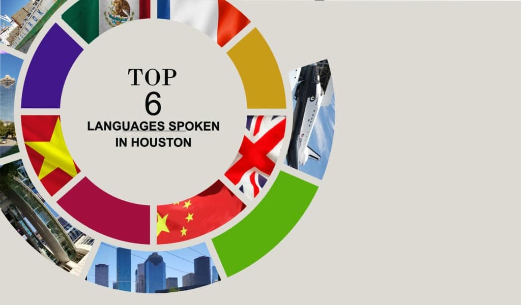 The top languages spoken in Houston include English, Spanish, Chinese, Vietnamese, Arabic and French.