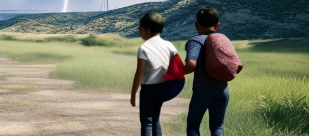 Family seeking asylum at the Texas southern border, highlighting the humanitarian crisis facing immigrant