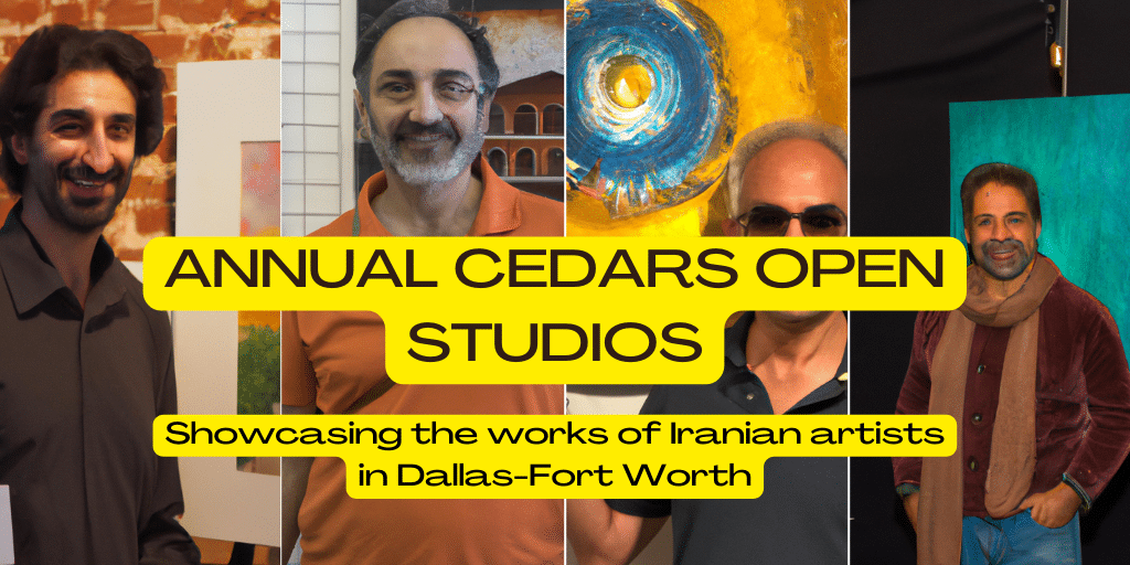 Showcasing the works of Iranian artists in Dallas-Fort Worth” Alt-Image-Text - “An Iranian artist showcasing his work at the Annual Cedars Open Studios event in Dallas-Fort Worth