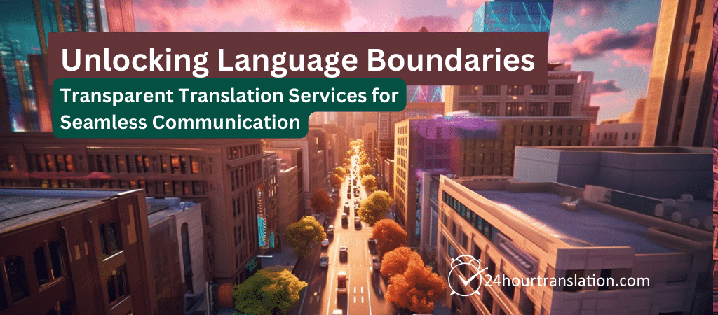 Unlocking Language Boundaries - Transparent Translation Services for Seamless Communication. Banner featuring a diverse city like Houston representing the need for global communication.