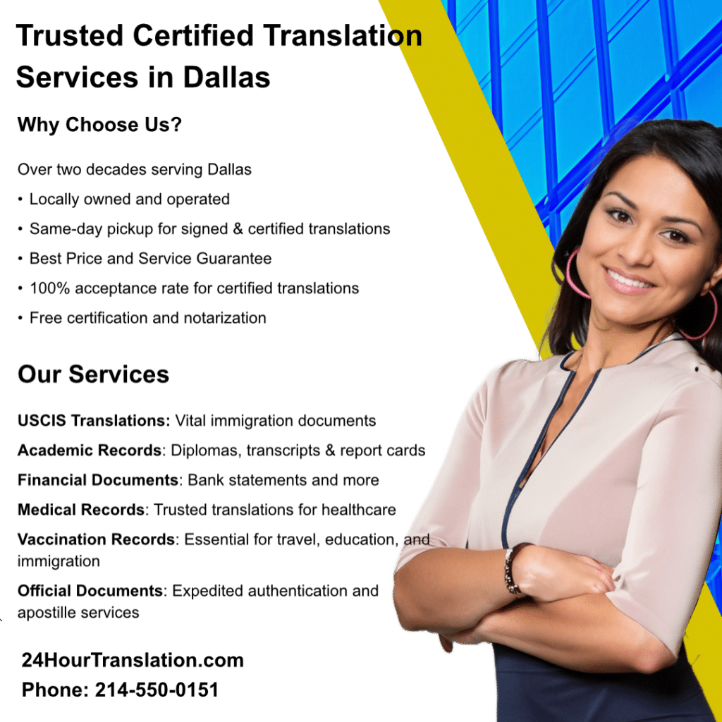 Professional translators at work in our Dallas office, providing trusted certified translation services