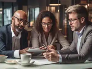 A cross-functional, multi-discipline team planning business translation project to communicate their employee handbook their diverse workforce.